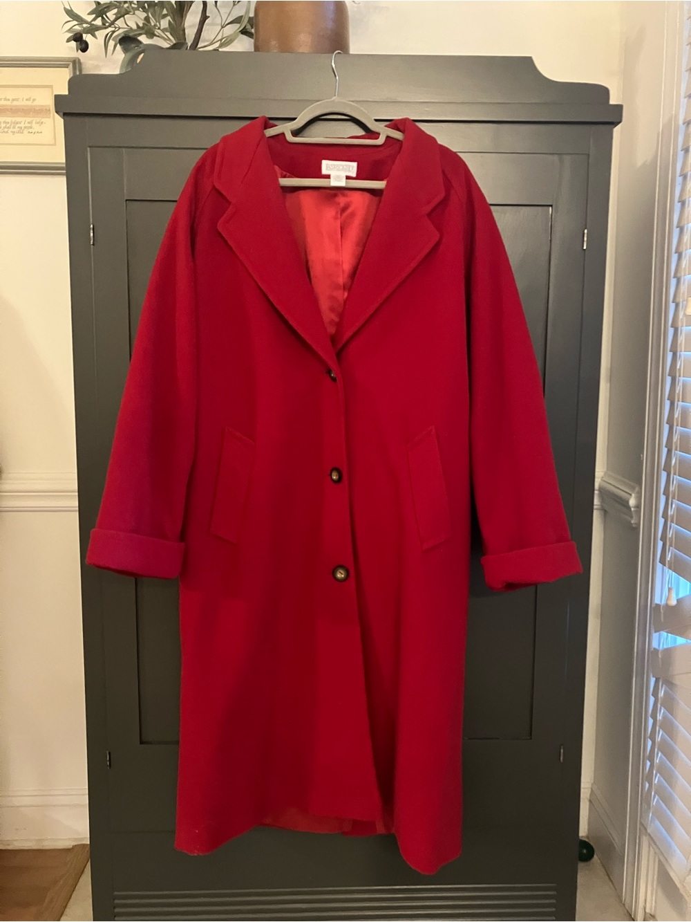 Vintage Lands' End Red Camel Hair Full Length Coat